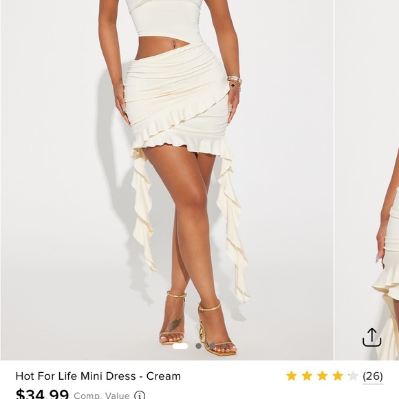 Cream Ruffle Mini Dress - Picture 4 of 6